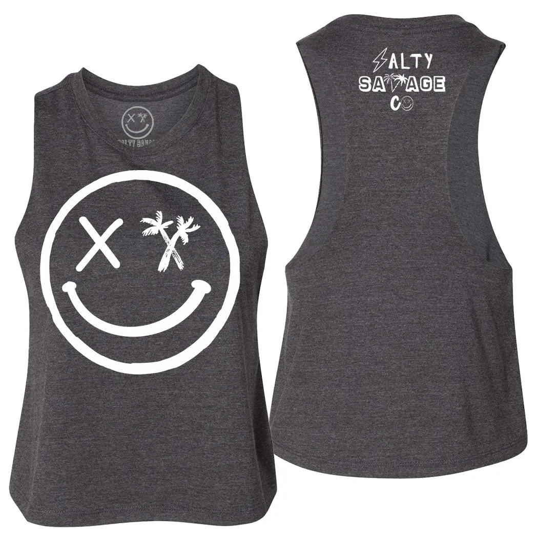 Ladies "Spliced Smile" Flowy Crop Tank