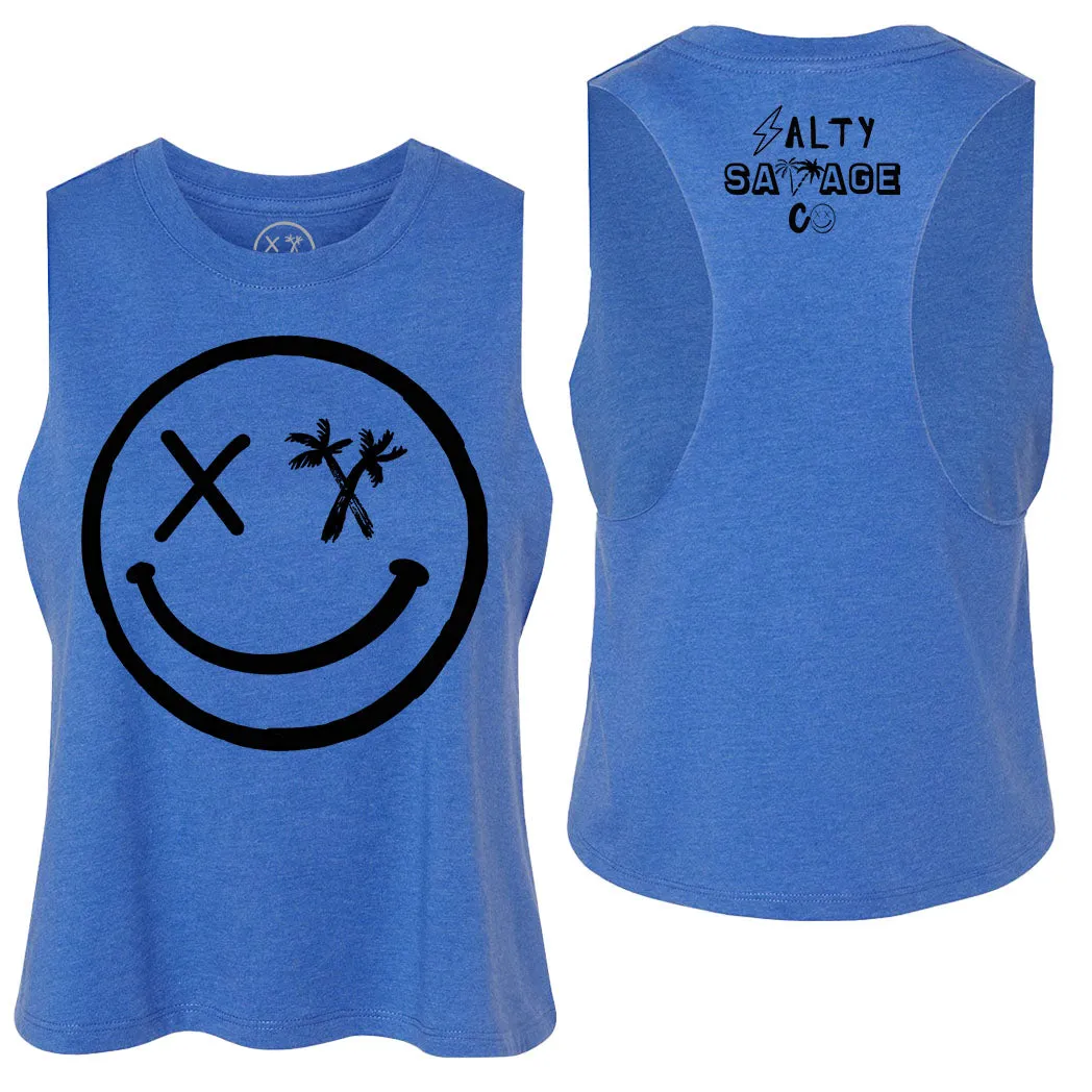 Ladies "Spliced Smile" Flowy Crop Tank