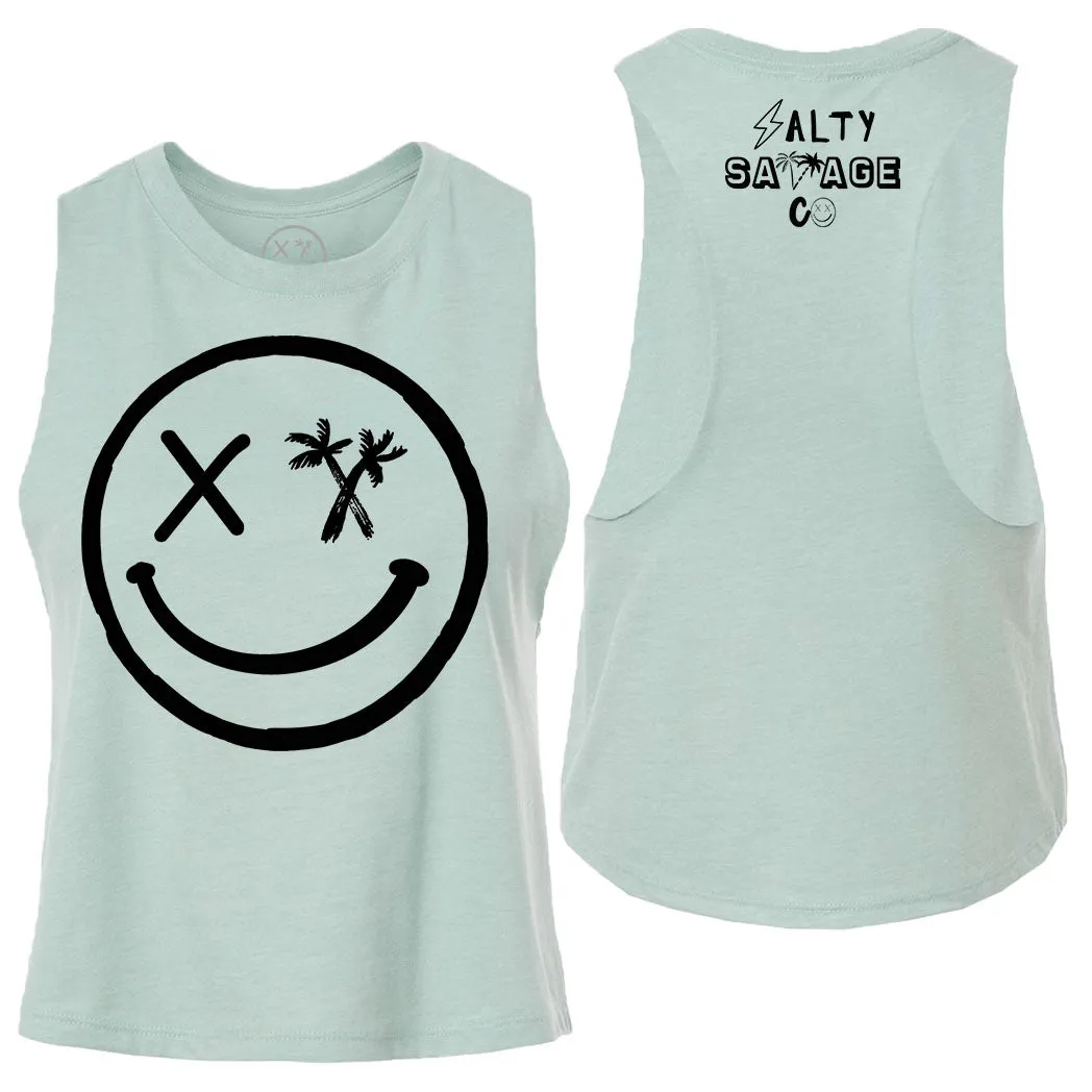 Ladies "Spliced Smile" Flowy Crop Tank