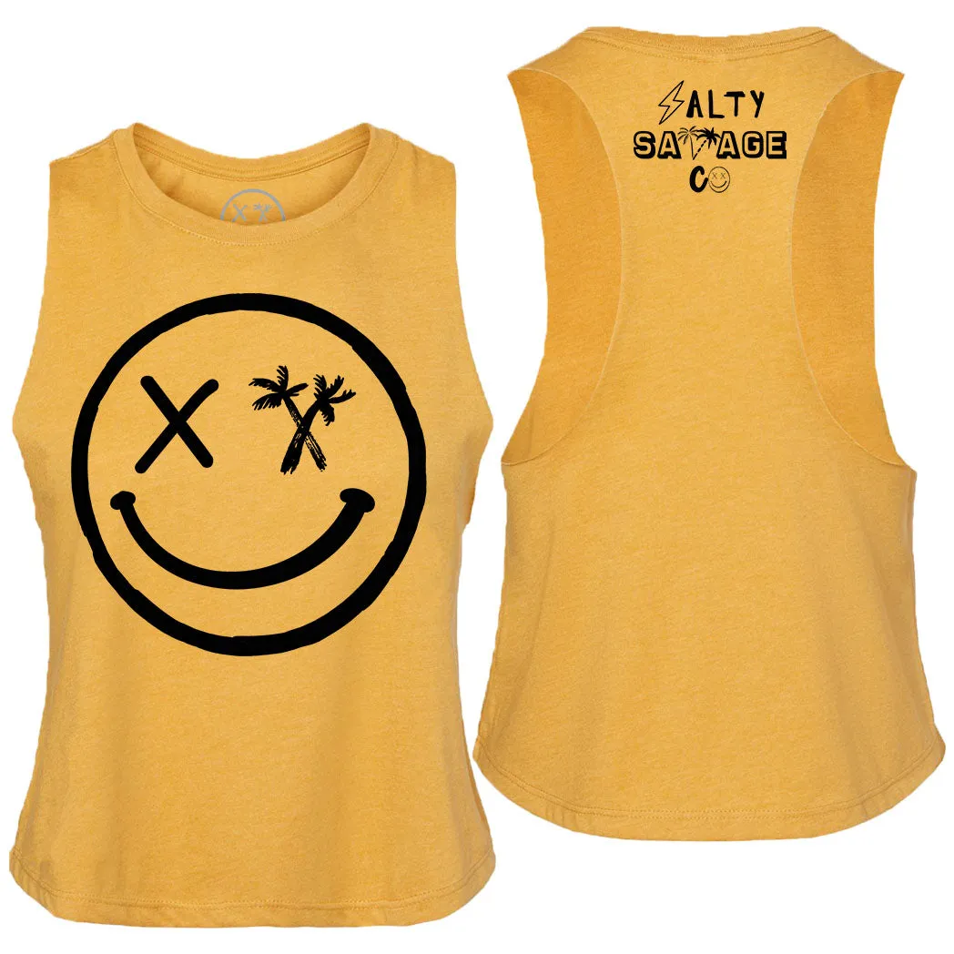 Ladies "Spliced Smile" Flowy Crop Tank