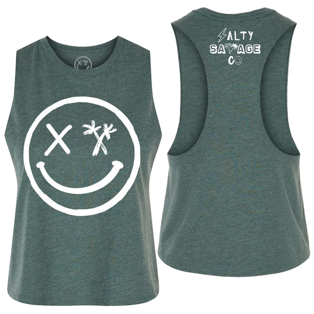 Ladies "Spliced Smile" Flowy Crop Tank