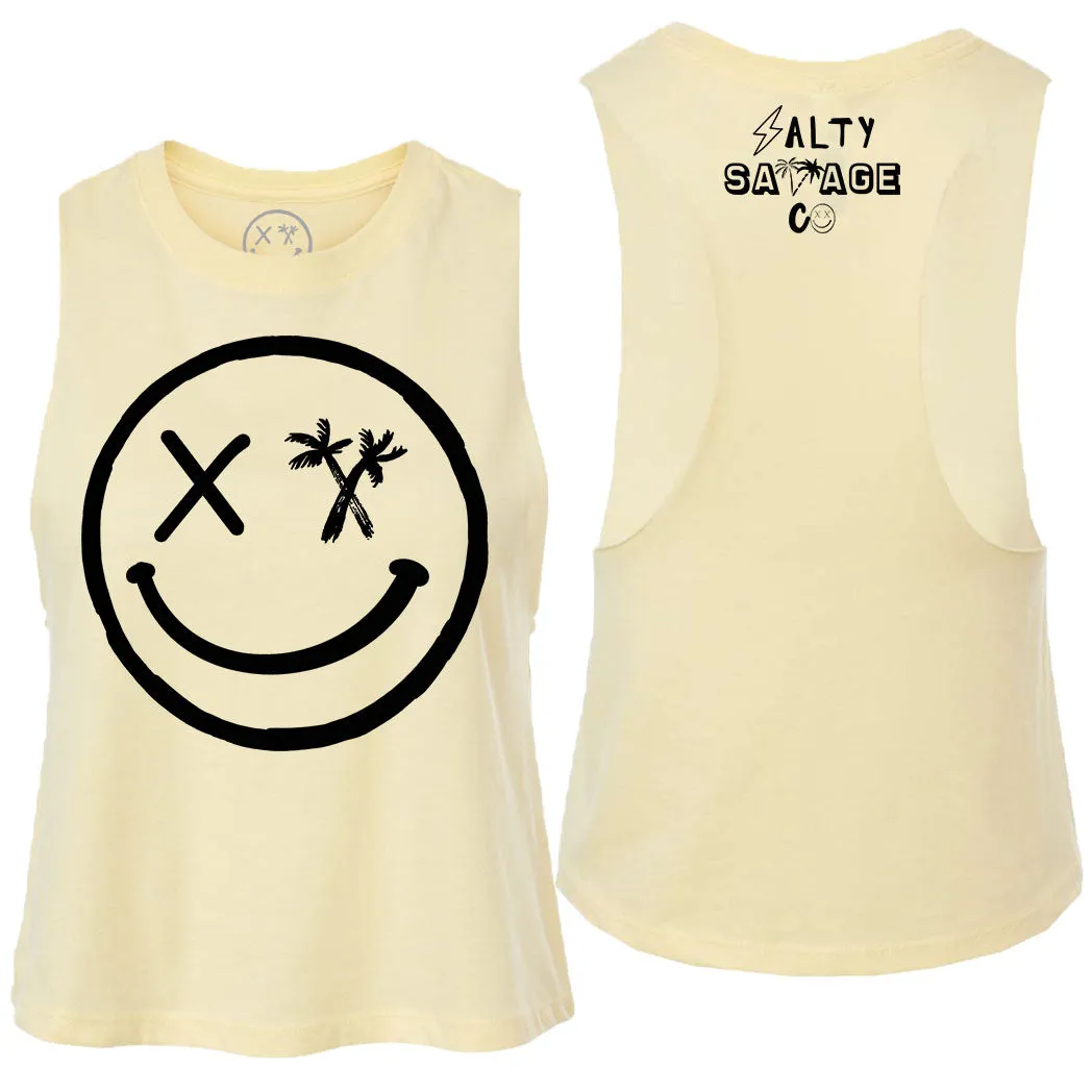 Ladies "Spliced Smile" Flowy Crop Tank