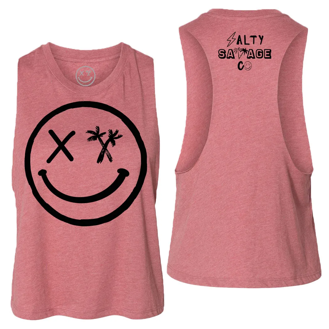 Ladies "Spliced Smile" Flowy Crop Tank