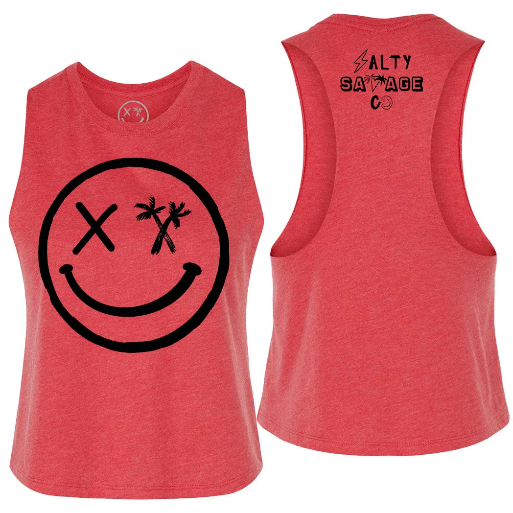 Ladies "Spliced Smile" Flowy Crop Tank