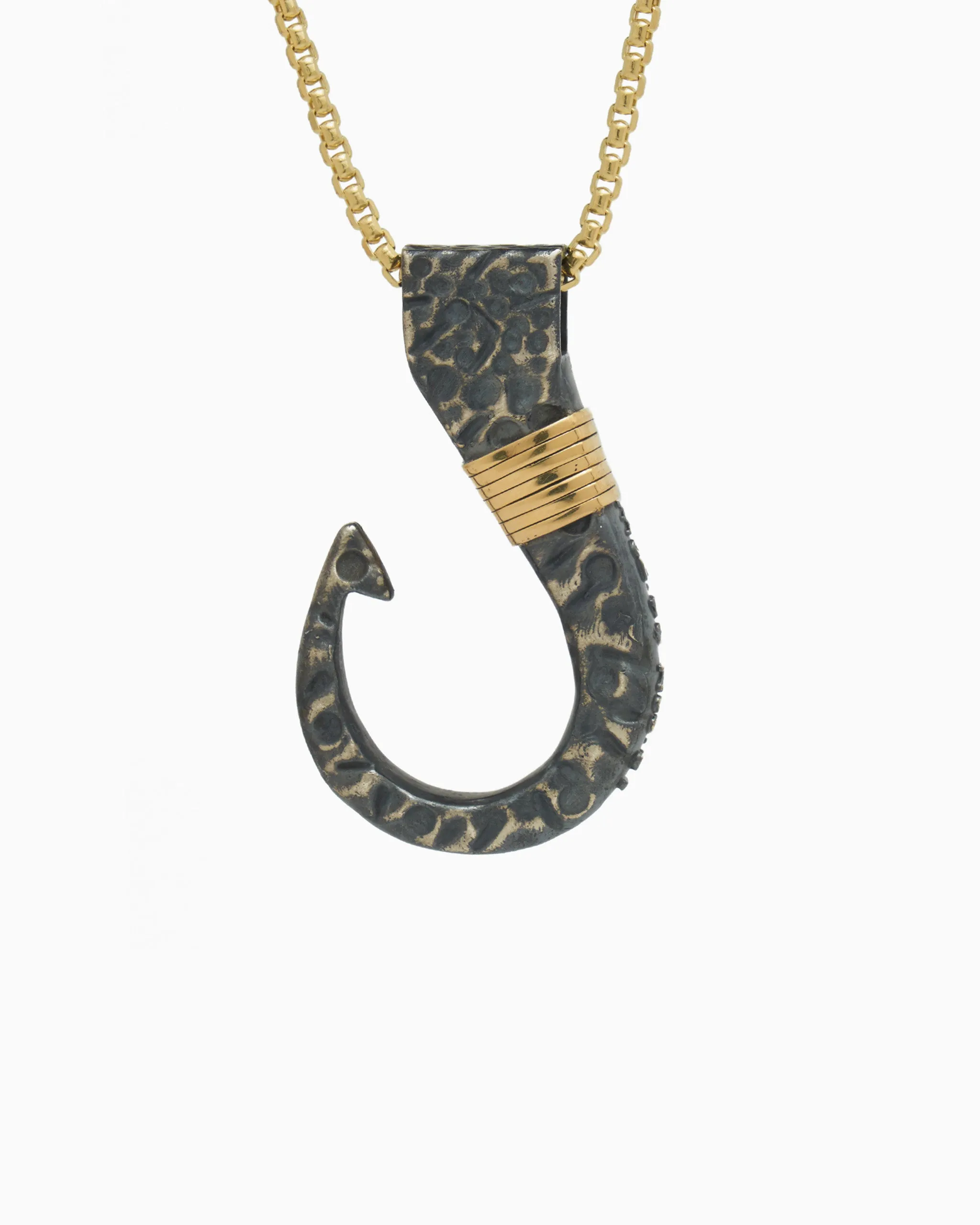 Large Fish Hook Pendant with St. John Coordinates