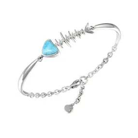 Larimar Fish Bone Bracelet