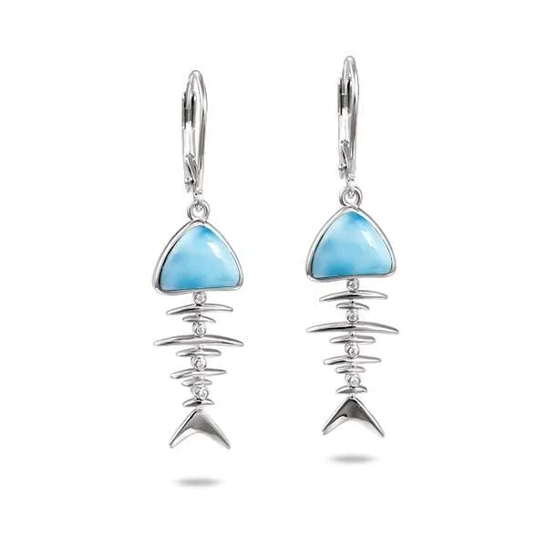 Larimar Fish Bone Earrings