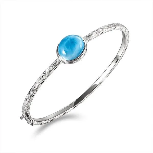 Larimar Full Moon Engraved Scroll Bangle