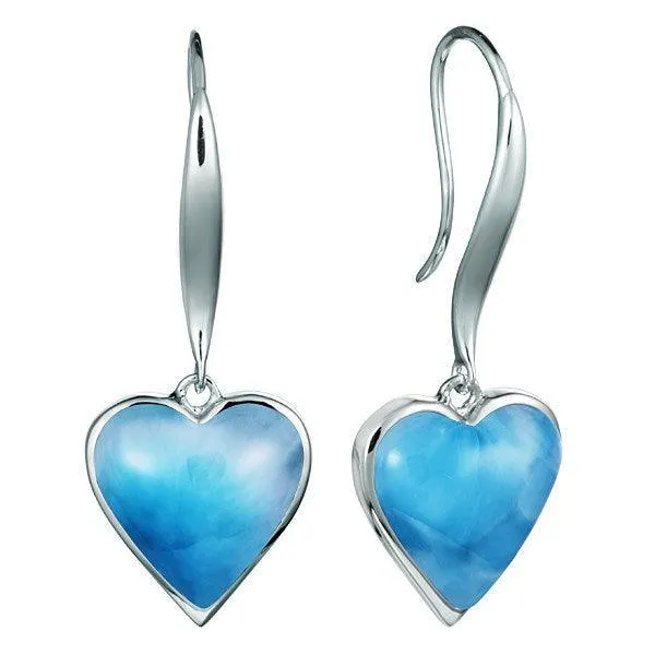 Larimar Heart French Hook Earrings