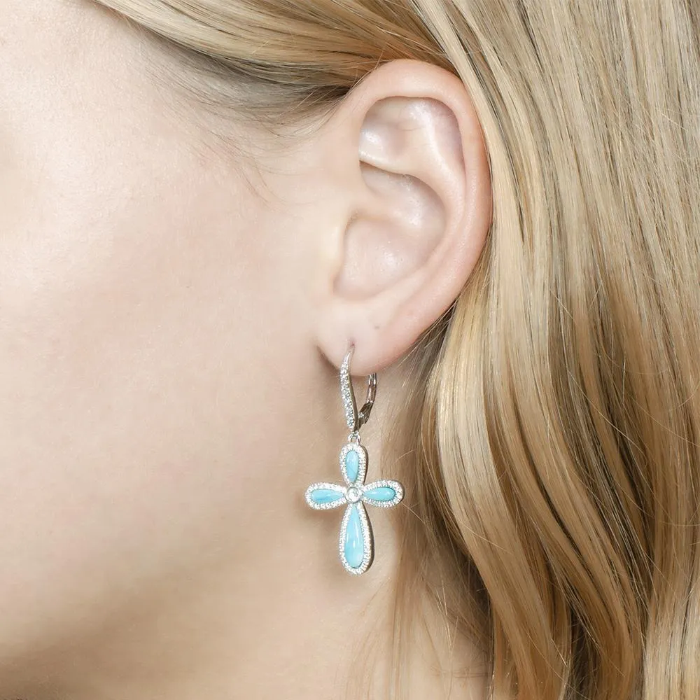 Larimar Kai Cross Earrings