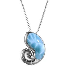 Larimar Nautilus Shell Pendant