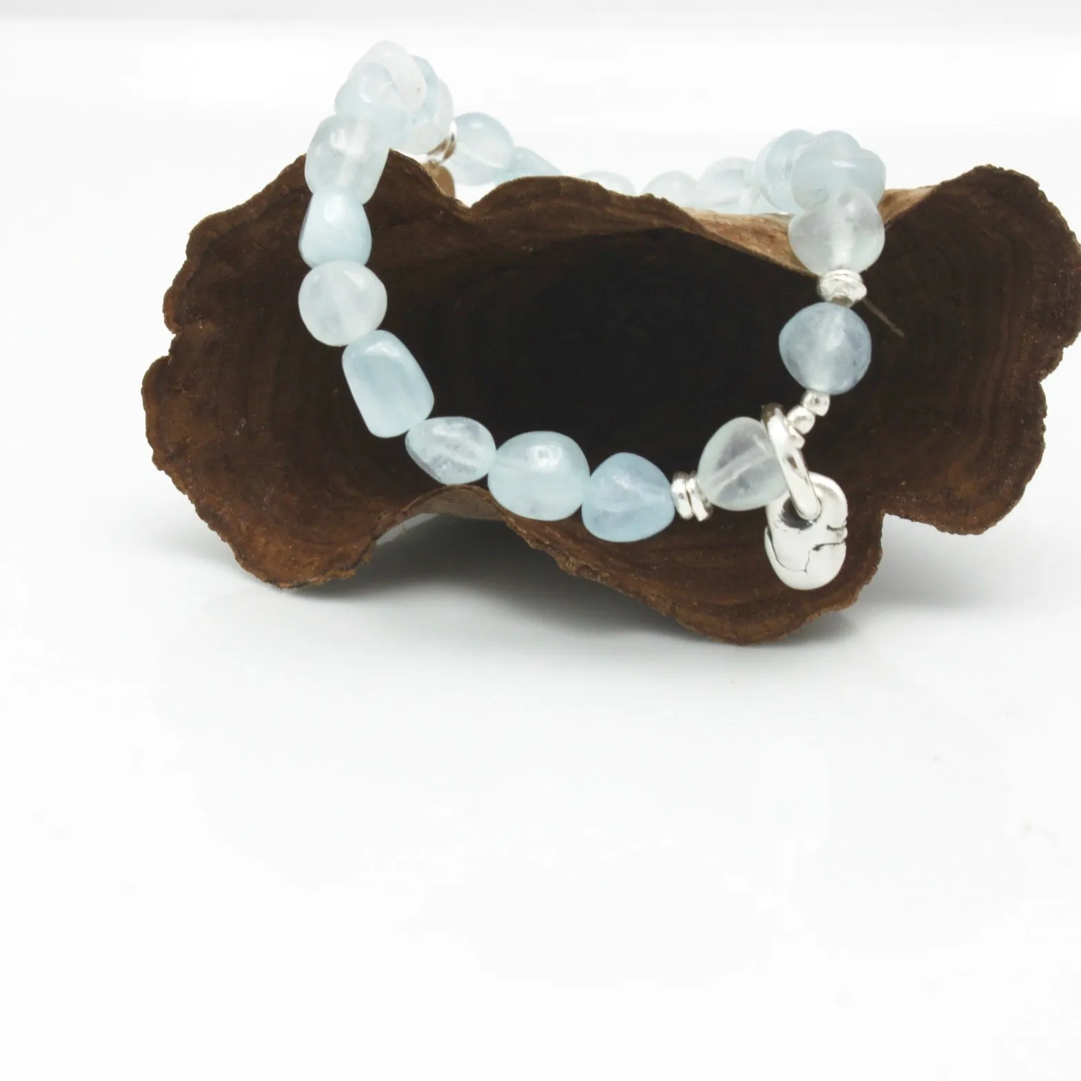 Lava Form Collection:  Wai Aquamarine Nugget Stretch Bracelet