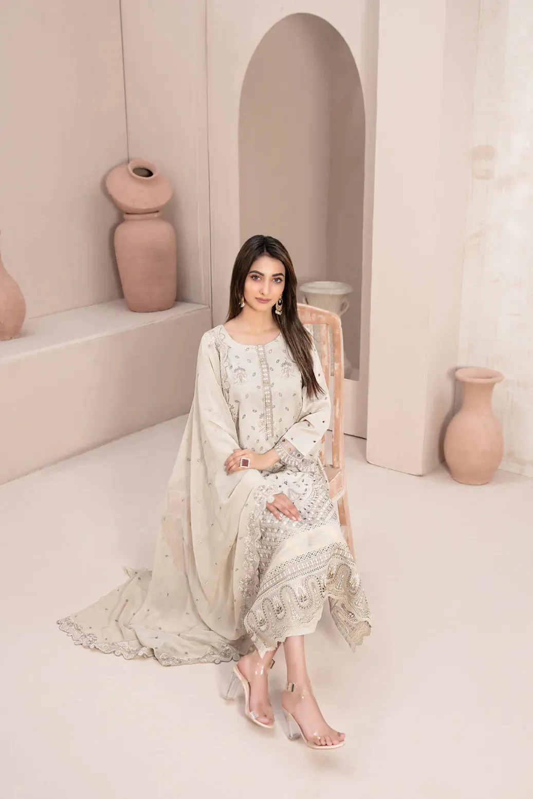 LEMA BY TAWAKKAL 3 Piece Un Stitched Suit - D-2165