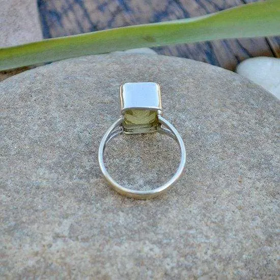 Lemon Quartz Ring - 925 Sterling Silver Ring - Cushion Cut Birthstone Ring, Lemon Quartz Jewelry, Nickel Free