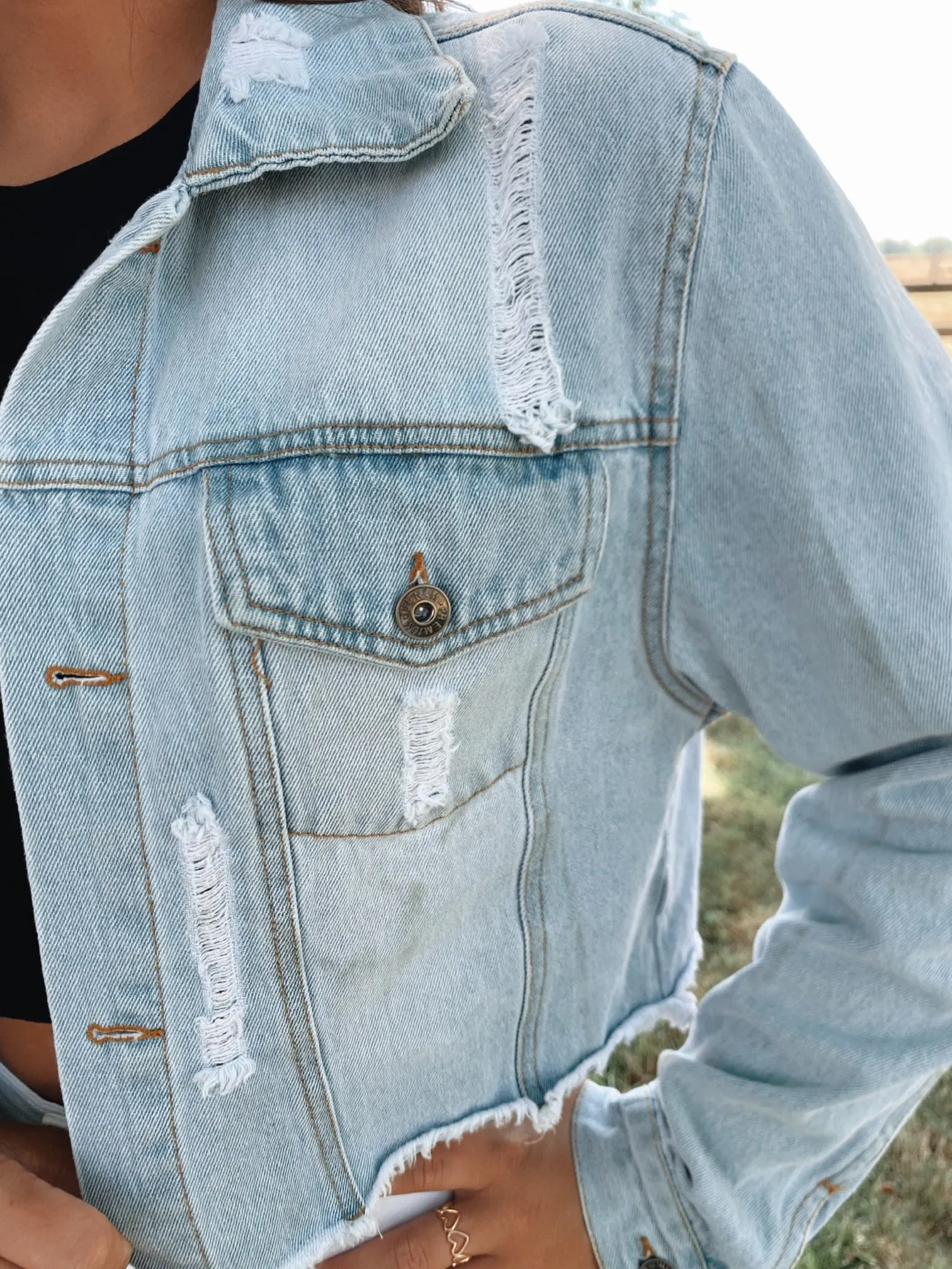 Light Wash Distressed Denim Jacket