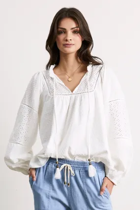 Lottie Boho Porcelain LS Cotton Blouse