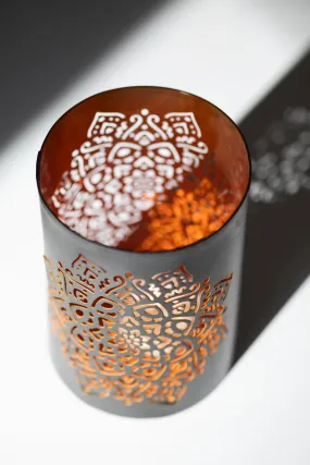 Lotus Laser Cut Pierced Tin Candle Holder