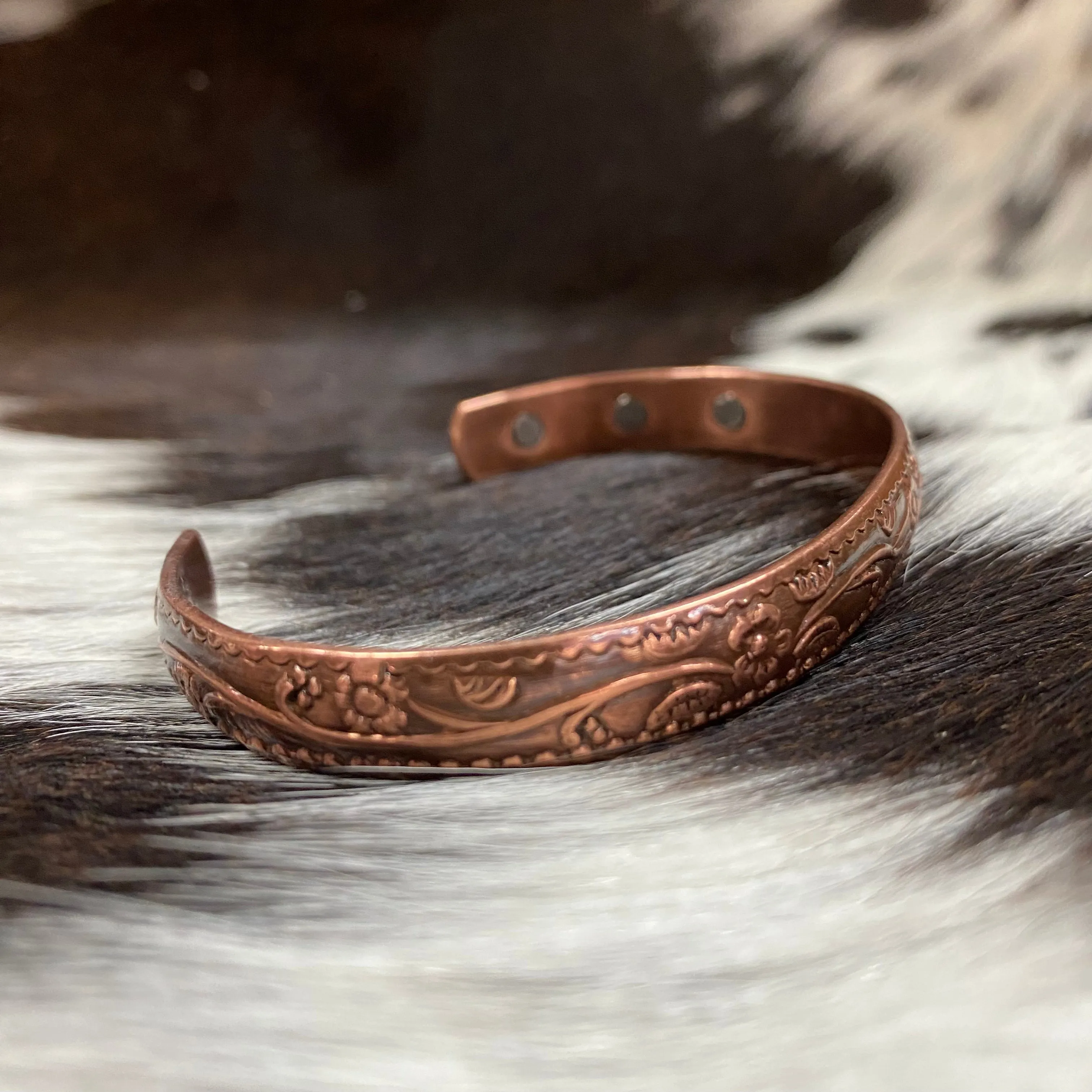 Magnetic Copper Cuff | Floral