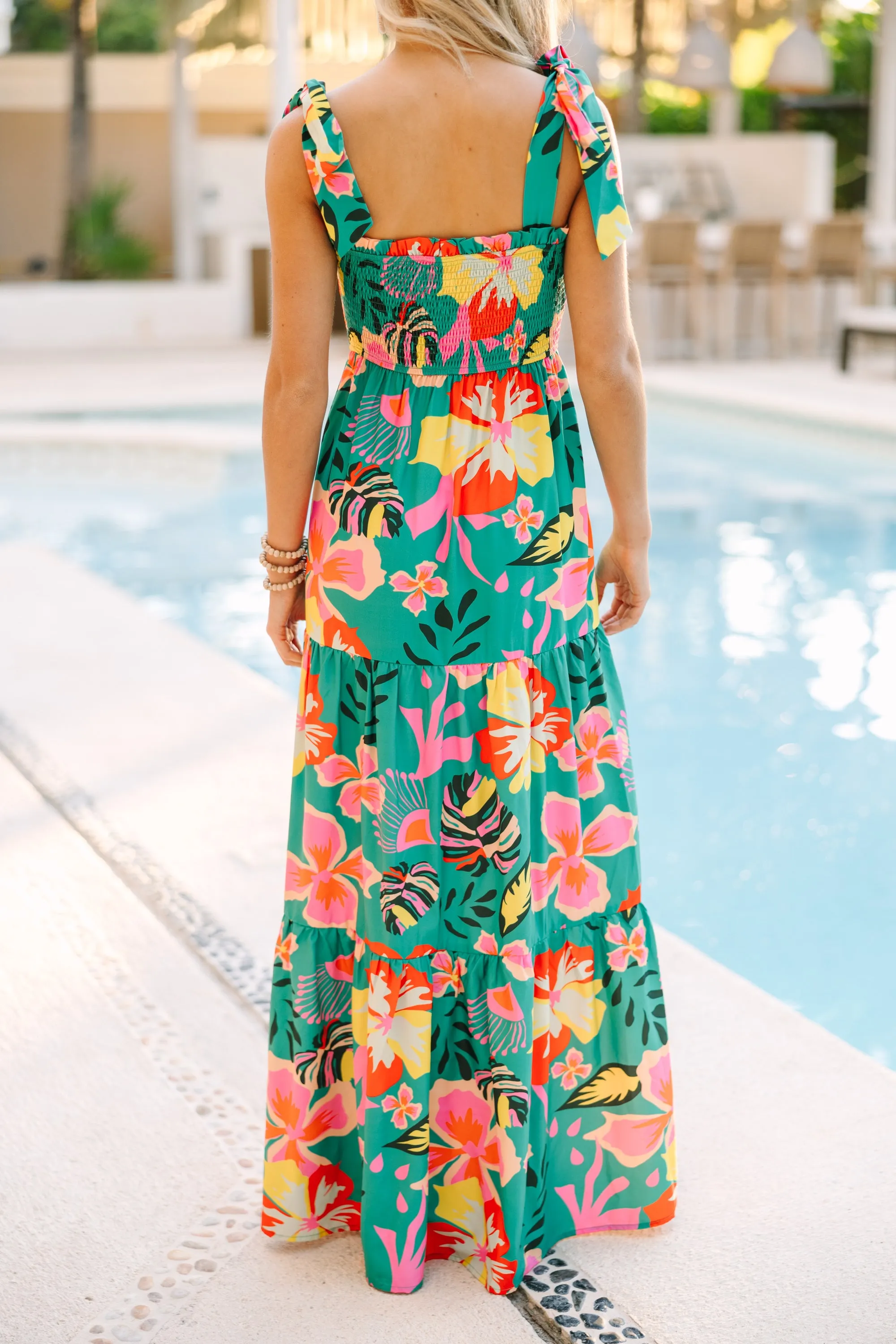 Mean What You Seychelles Green Tropical Maxi Dress