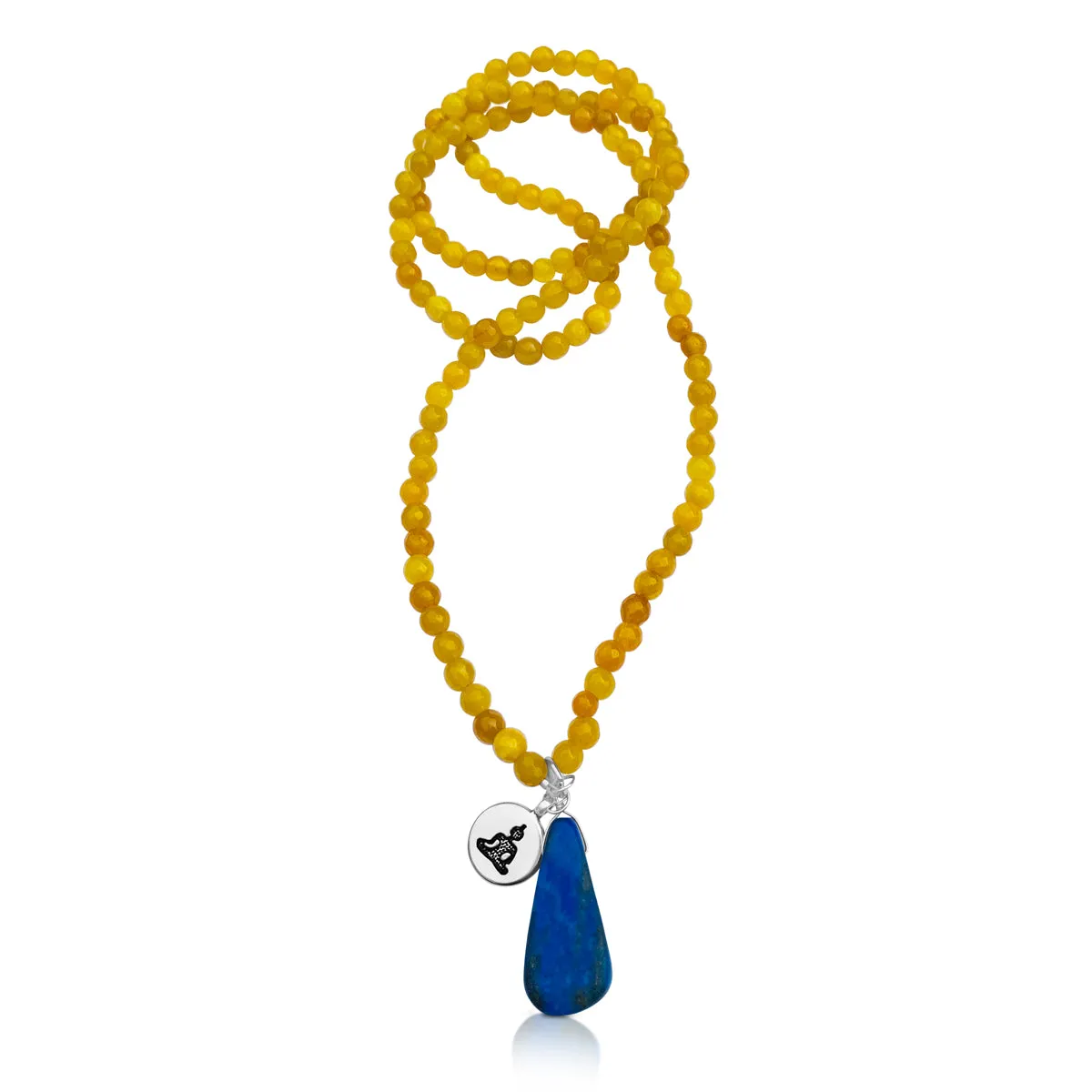 Meditating Yogi Necklace with Jade and Lapis Lazuli to Open the Mind to All Possibilities