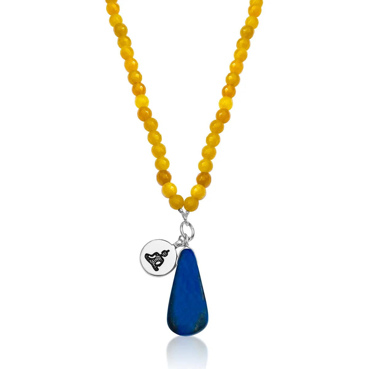 Meditating Yogi Necklace with Jade and Lapis Lazuli to Open the Mind to All Possibilities