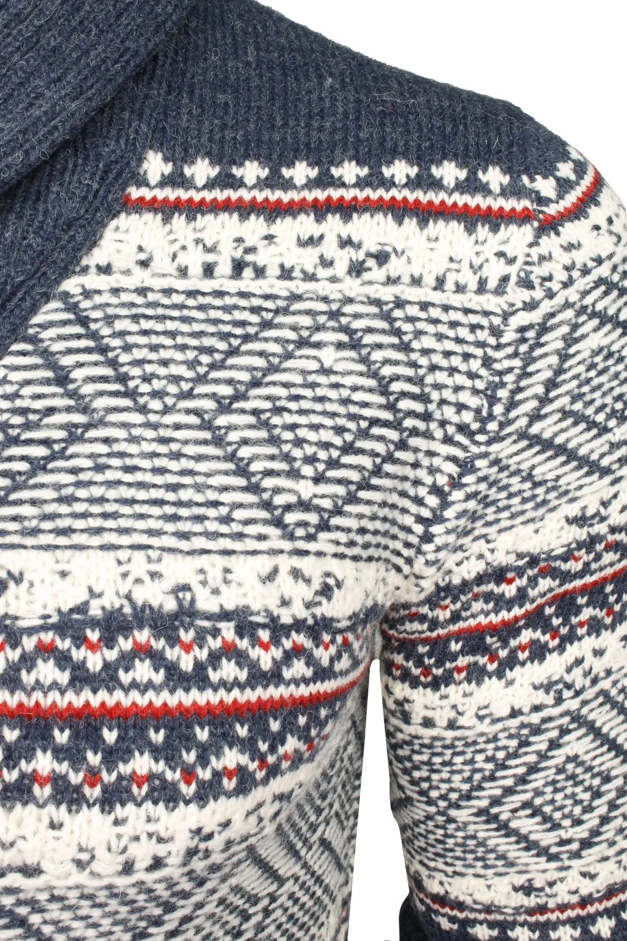 Mens Broken Standard Fairisle Shawl Neck Cardigan