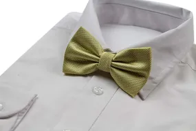 Mens Honey Yellow Plain Coloured Checkered Bow Tie