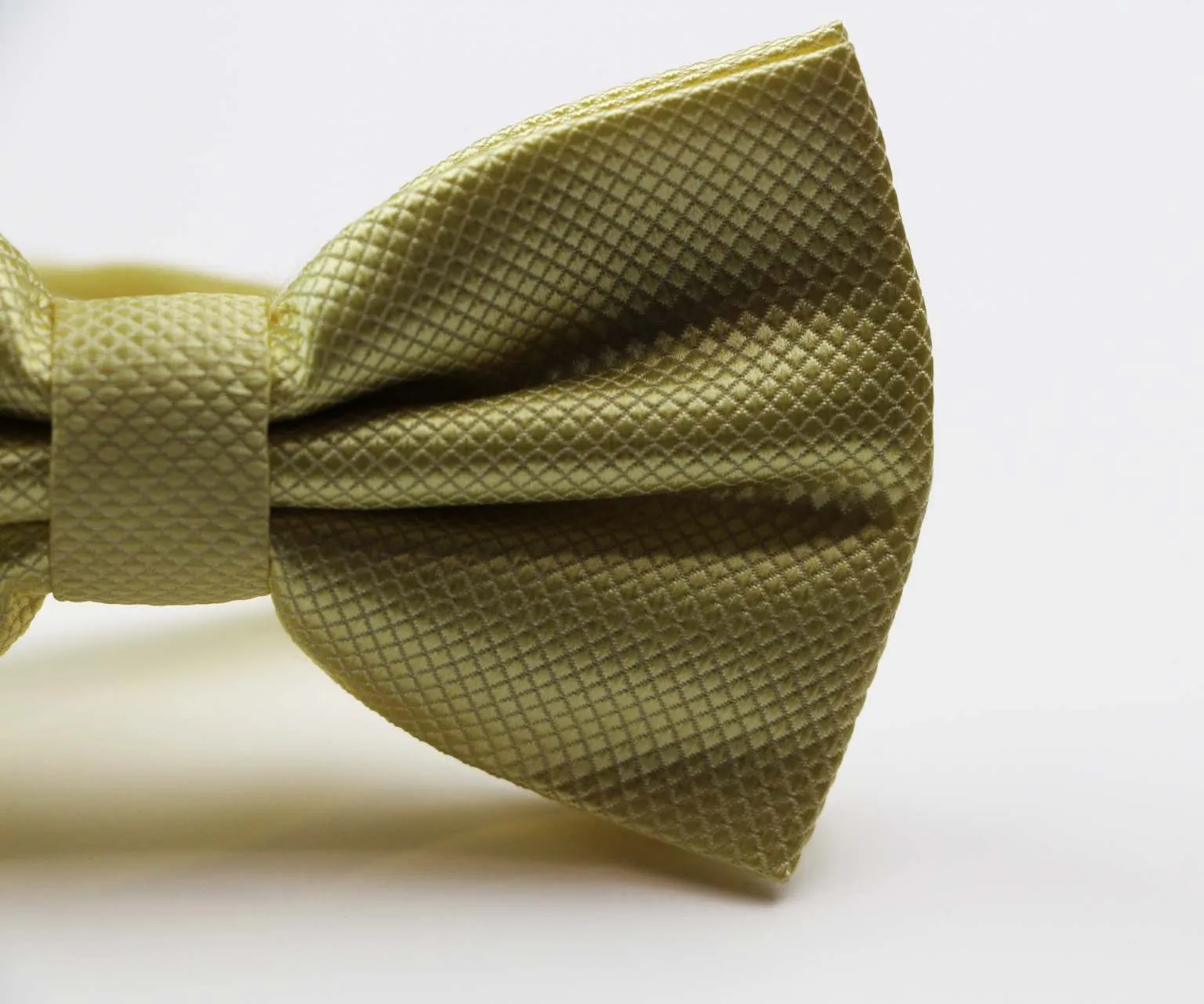 Mens Honey Yellow Plain Coloured Checkered Bow Tie