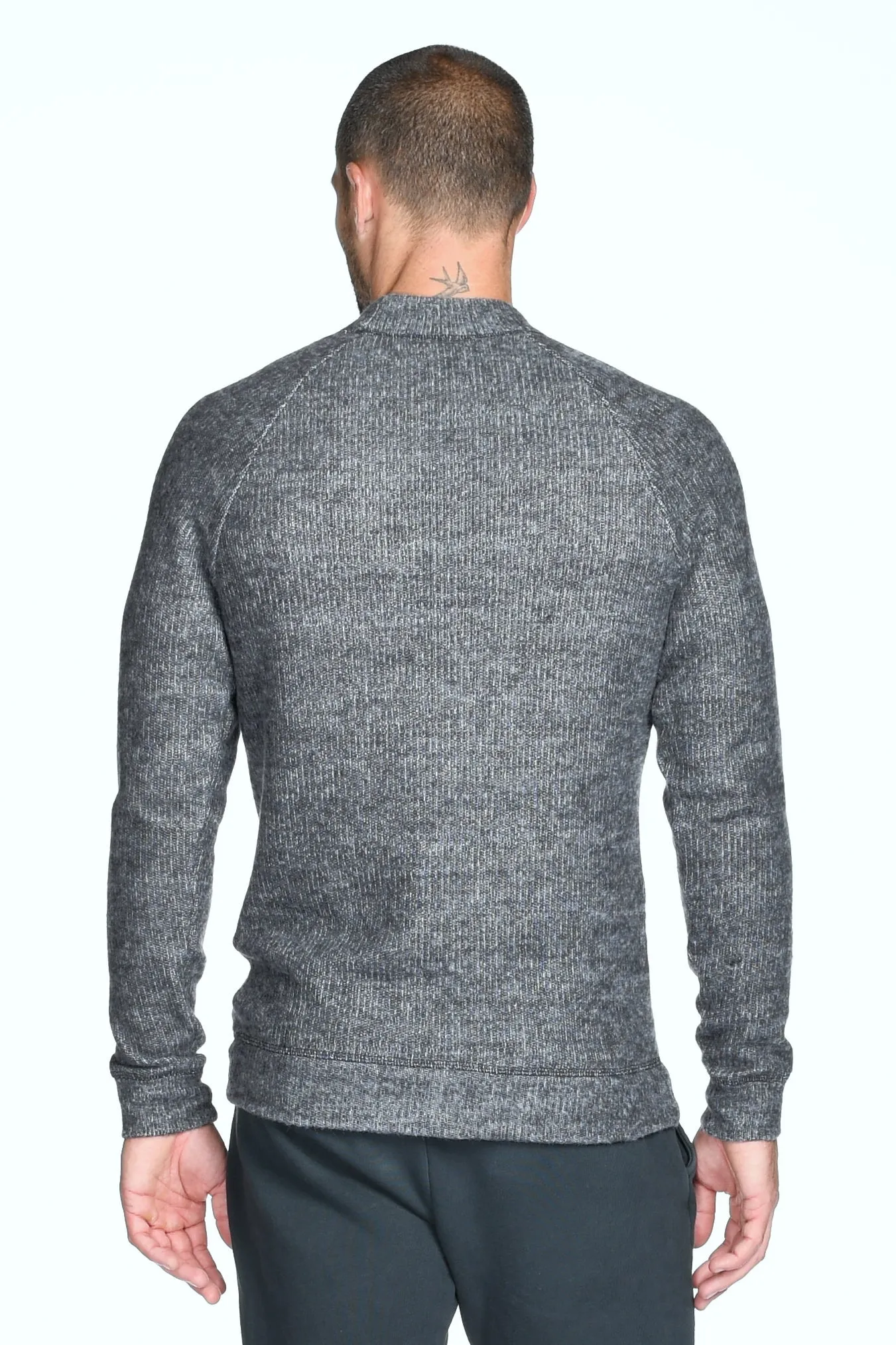 Men's Soft Knit Melange Wide Neck Pullover Sweater