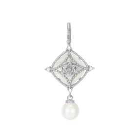 Moonstone & Freshwater Pearl Silver Pendant - Water Lily