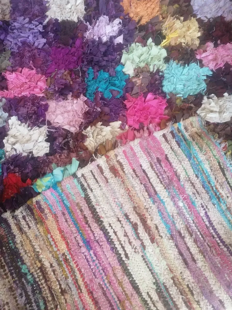 Moroccan Handmade Rug,  Moroccan Boucherouite Rug , Colorful Bohemian Rug