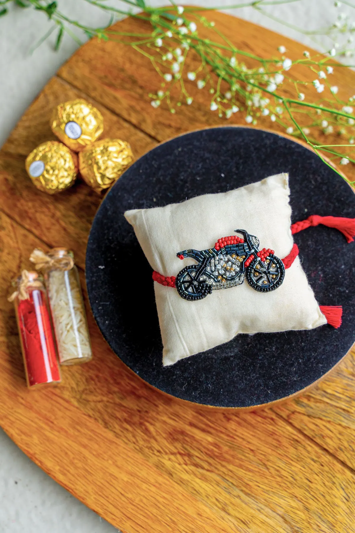 Motorcycle Embroidered Rakhi