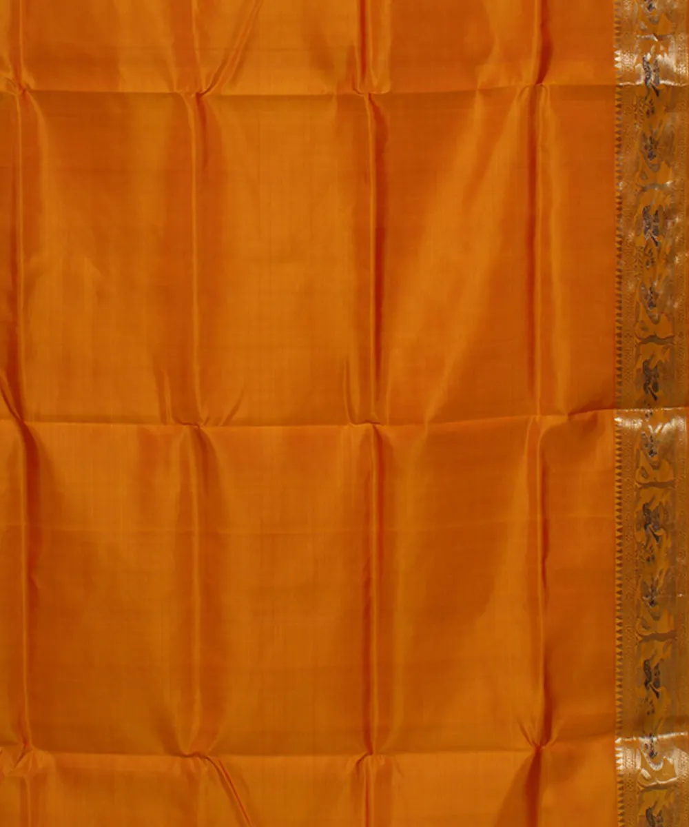 Mustard yellow handwoven swarnachari baluchari silk saree