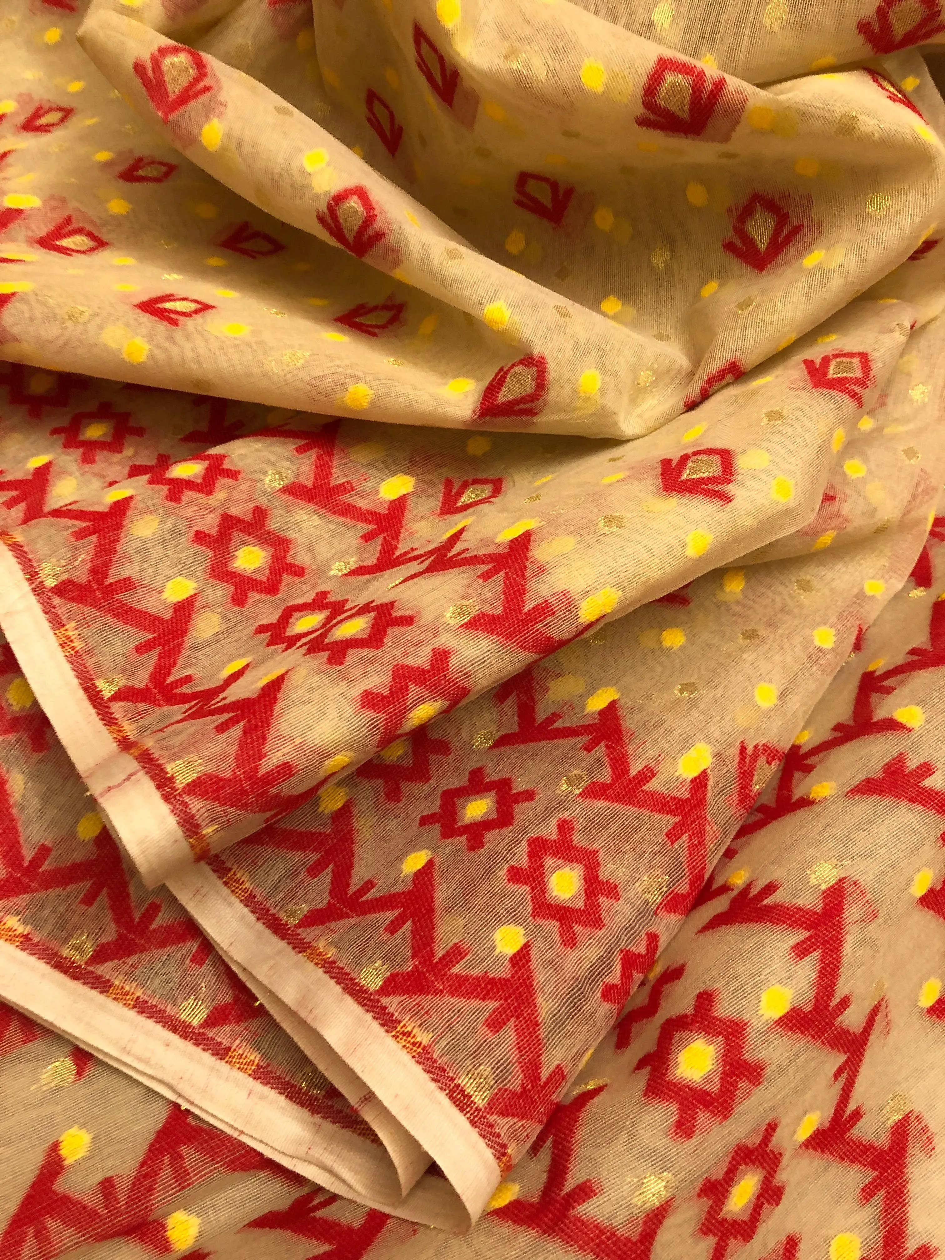 Natural Sandalwood Color Jamdani Saree