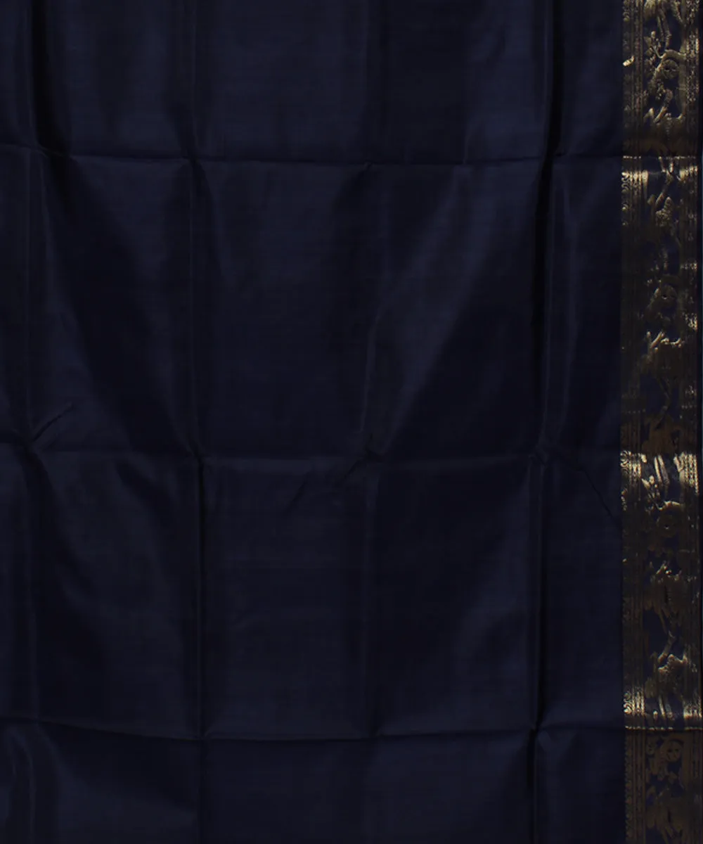 Navy blue handwoven swarnachari baluchari silk saree