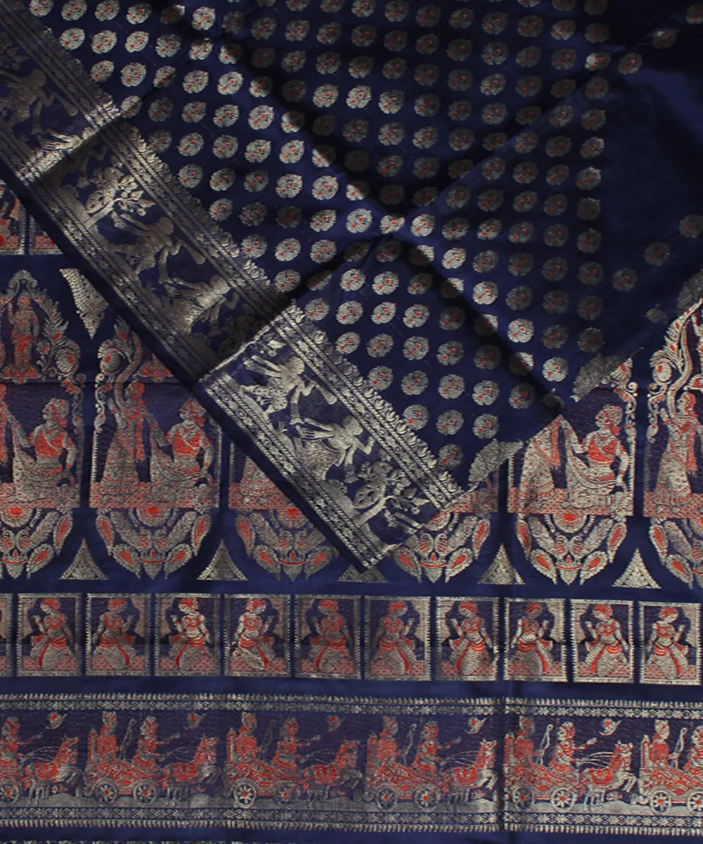 Navy blue handwoven swarnachari baluchari silk saree