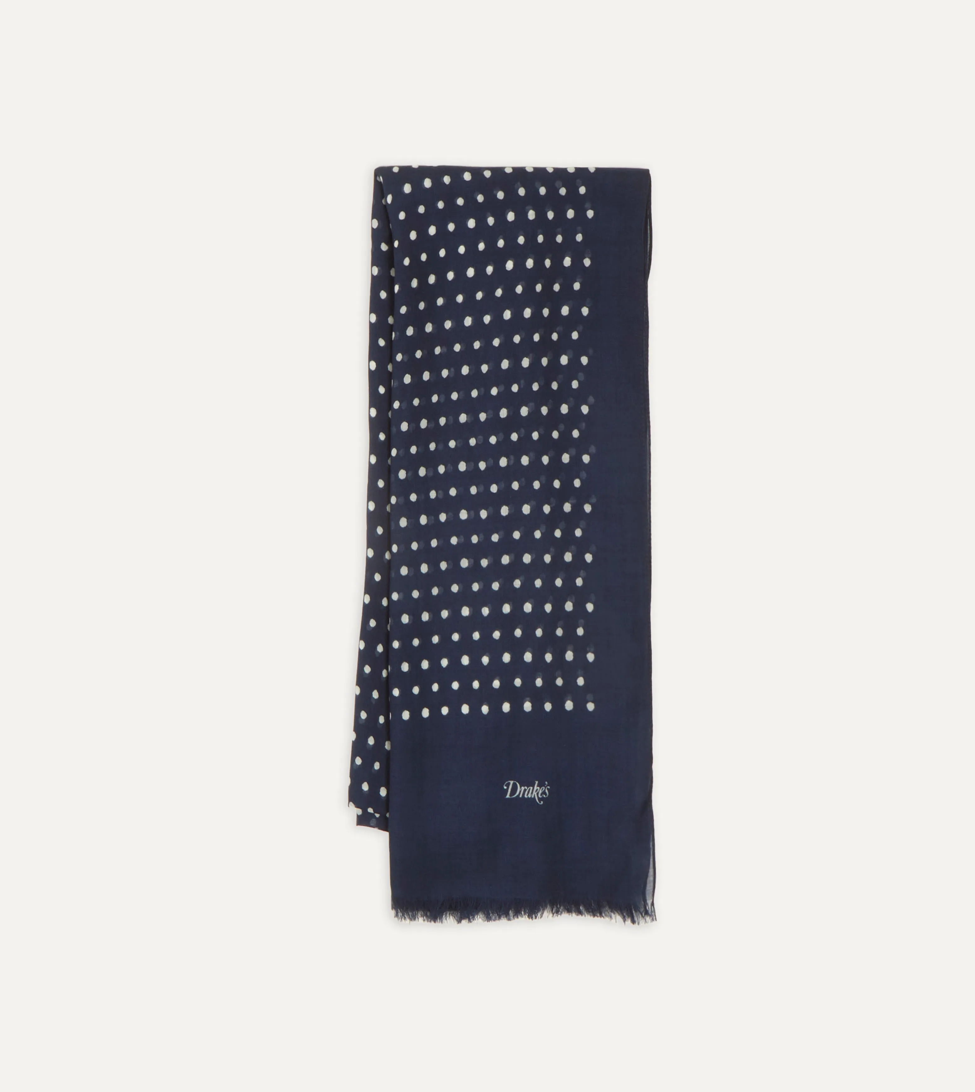 Navy Polka Dot Wool Scarf