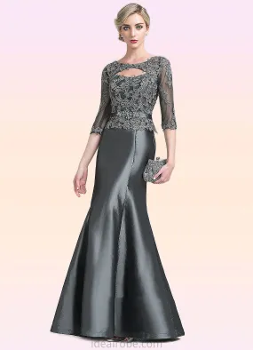 Olive Trumpet/Mermaid Scoop Neck Floor-Length Taffeta Mother of the Bride Dress With Beading Appliques Lace Sequins STK126P0014832