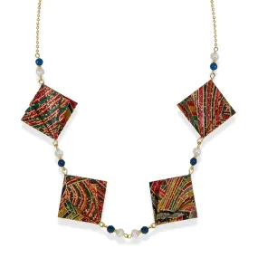 Origami Short Multicolor Necklace With Gemstones