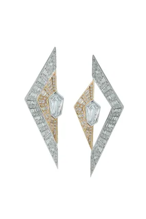 Origami Trillion Shield-cut Diamond Double Jacket Earrings