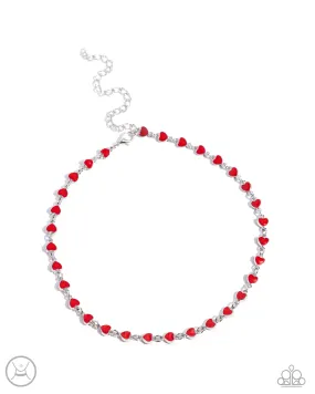 Paparazzi Dancing Dalliance Red Choker Necklace & Earring Set