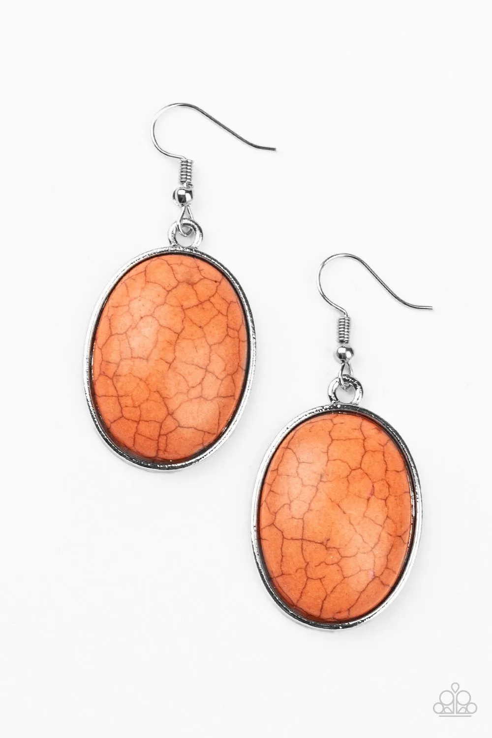 Paparazzi Earrings ~ Serenely Sediment Orange Paparazzi Earrings