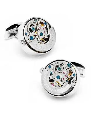 Penny Black 40 Kinetic Watch Movement Cufflinks - Stainless Steel