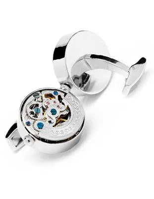 Penny Black 40 Kinetic Watch Movement Cufflinks - Stainless Steel