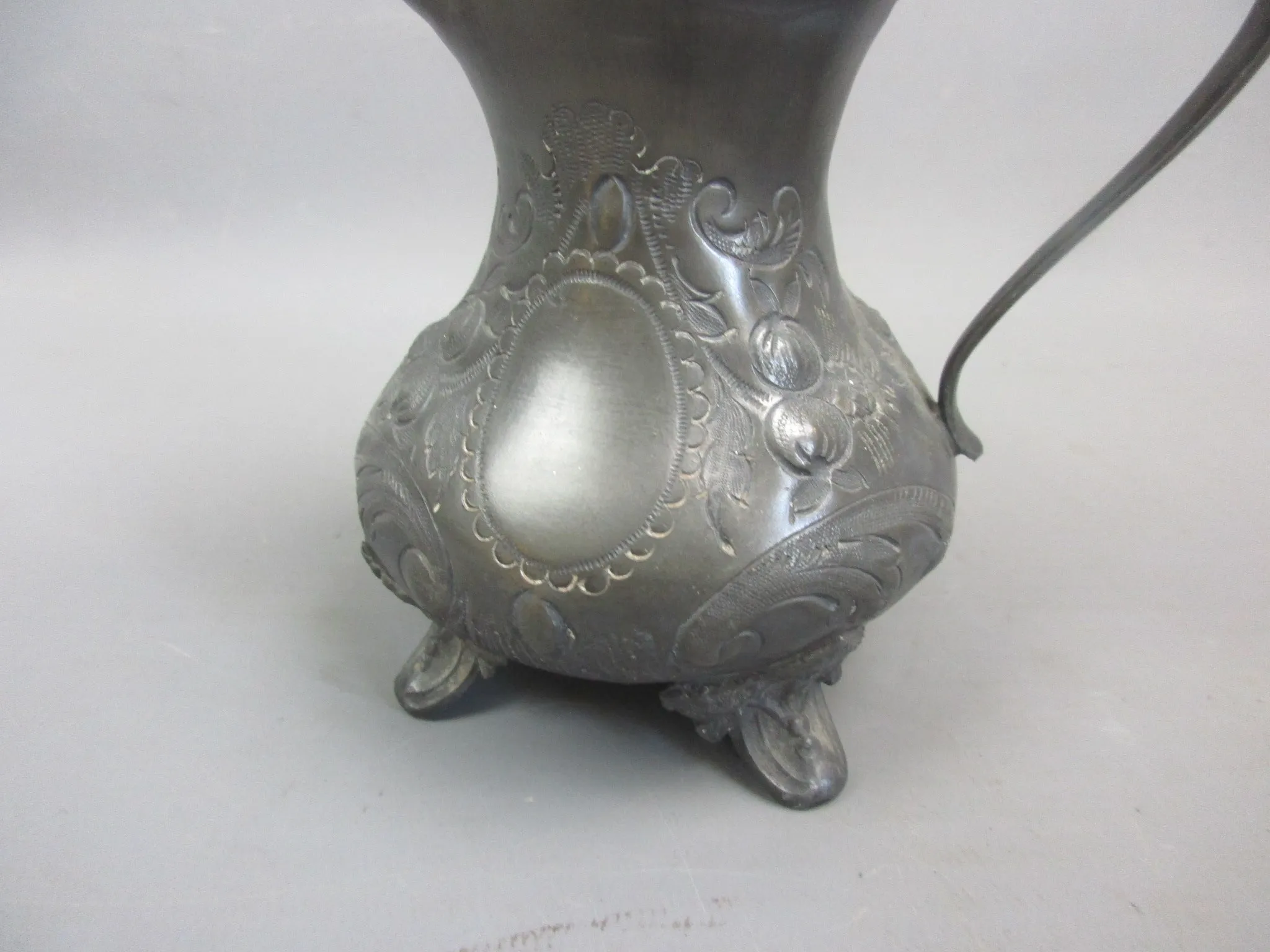 Pewter Cream Jug With Floral Design Antique Art Deco c1920