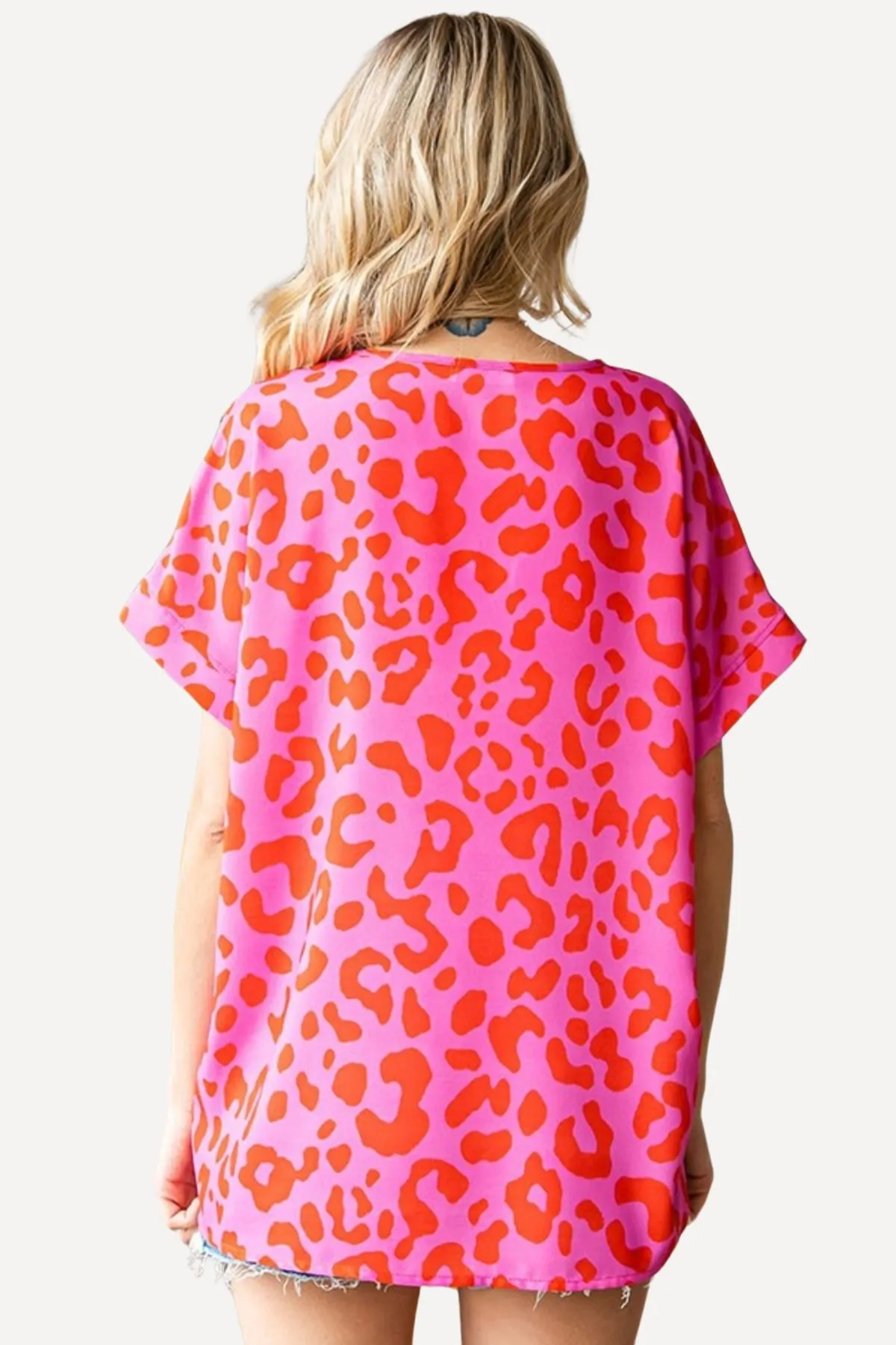 Pink Leopard Print Blouse