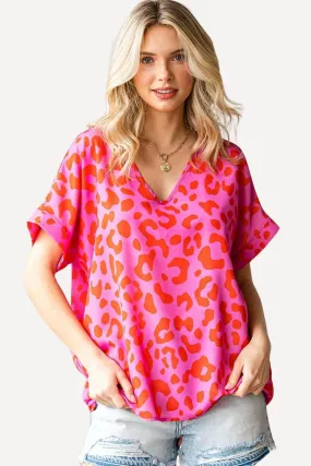 Pink Leopard Print Blouse