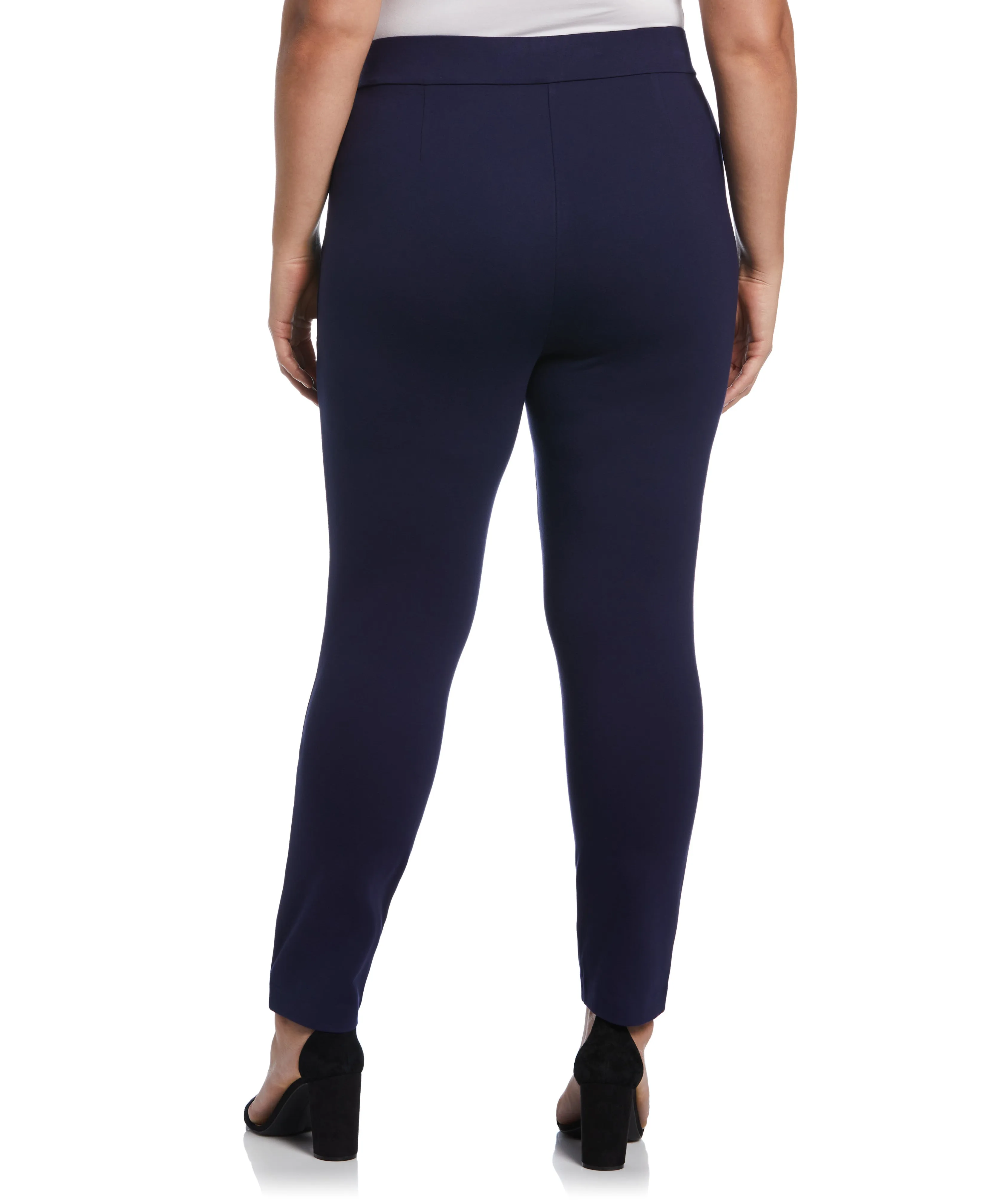 Plus Size Classic Fit Pull-On Ankle Pant with Zipper Detail