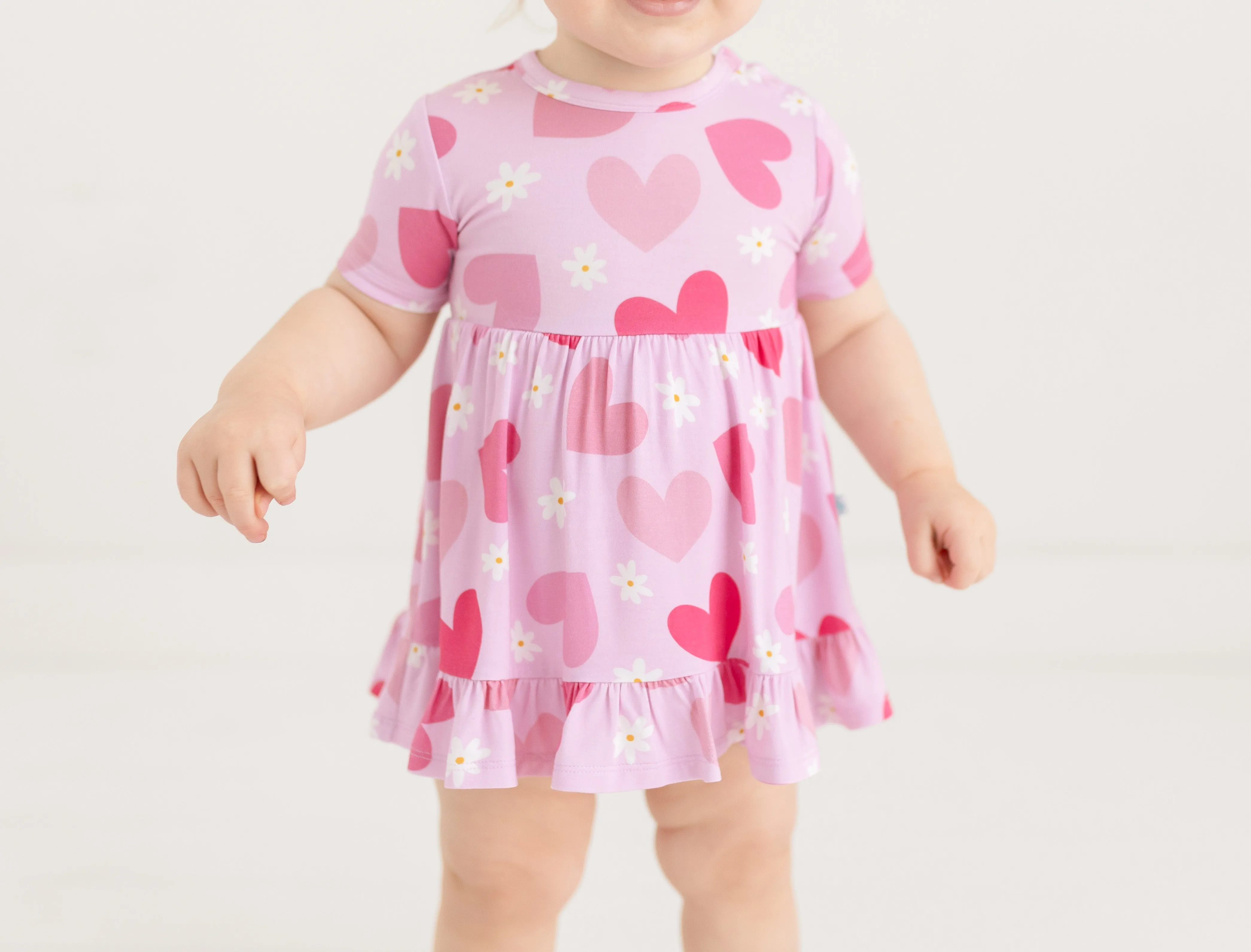 Posh Peanut Daisy Love Short Sleeve Ruffled Bodysuit Dress