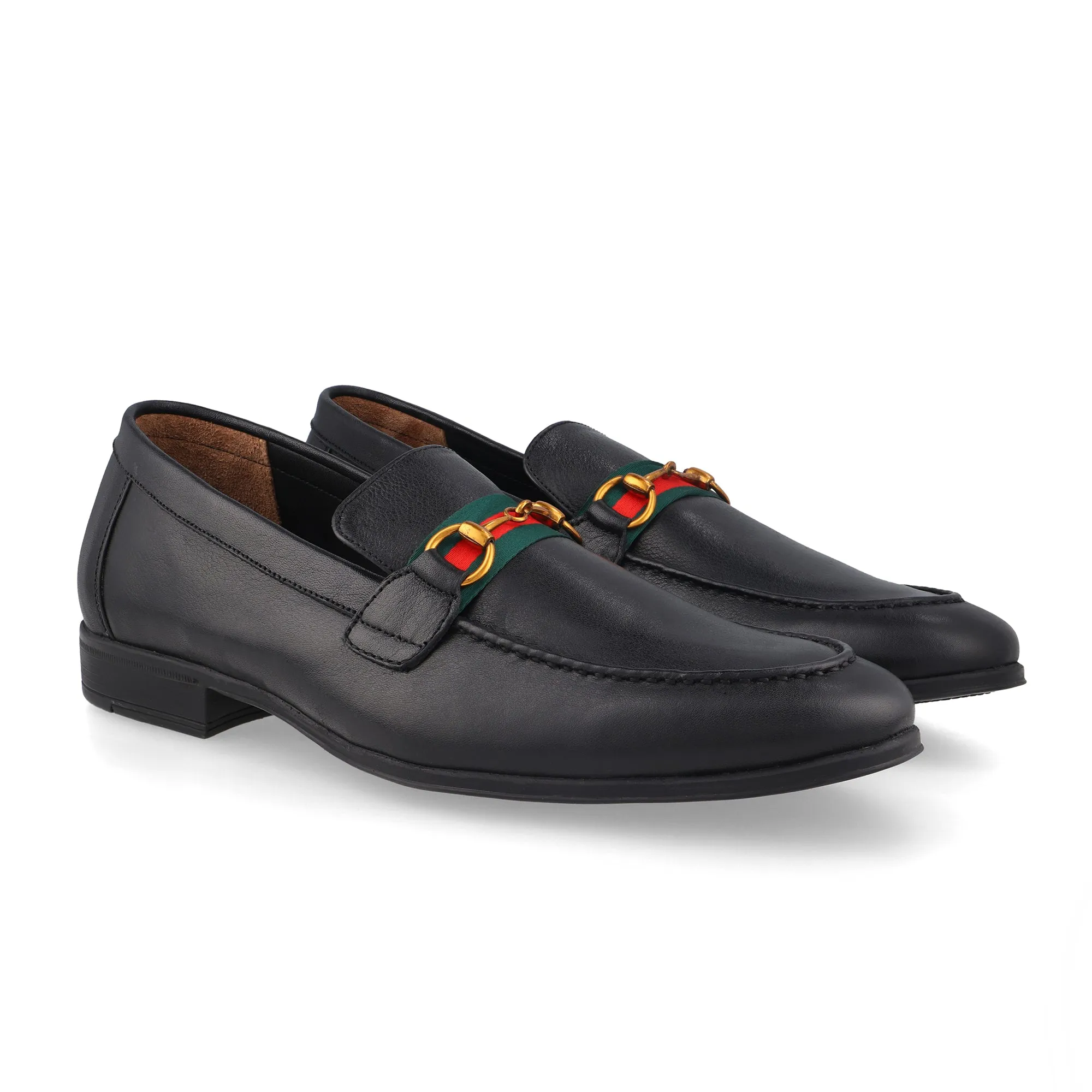 Premium black strapped loafer